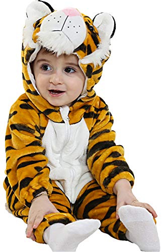 MOMBEBE COSLAND Baby-Kostüm, Tier, Halloween, Flanell, Overall, 3 Monate - 3 Jahre, tiger, 2 Jahr von MOMBEBE COSLAND
