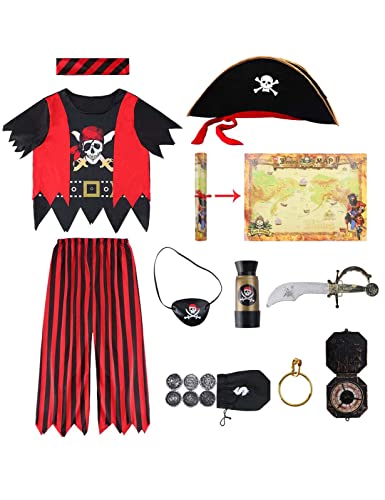 MOMBEBE COSLAND Kinder Jungen Halloween Piratenkostüm Kinder-Piraten-Cosplay-Kleidungssets, 7-8 Jahre MOMBEBE COSLAND Kinder Jungen Halloween Piratenkostüm Kinder-Piraten-Cosplay-Kleidungssets, 7-8 Jahre von MOMBEBE COSLAND