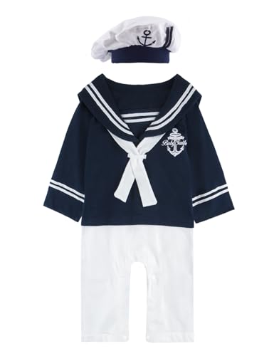 MOMBEBE COSLAND Matrose Kostüm Strampler mit Hüte für Baby Jungen, Marineblau, 12-18 Monate MOMBEBE COSLAND Matrose Kostüm Strampler mit Hüte für Baby Jungen, Marineblau, 12-18 Monate von MOMBEBE COSLAND