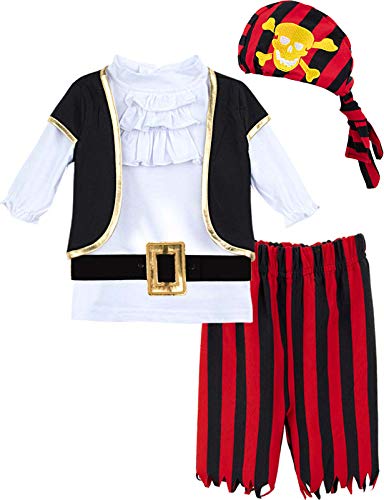 MOMBEBE COSLAND Piratenkostüm Baby Jungen Halloween Karneval Kostüm, Weiß, 18-24 Monate von MOMBEBE COSLAND