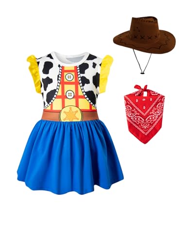 MOMMY'S NEW MAN Cowgirl-Kostüm für Kleinkinder, Mädchen, Cosplay, Party, mit Cowboyhut, 2–6 Jahre (4T) von MOMMY'S NEW MAN