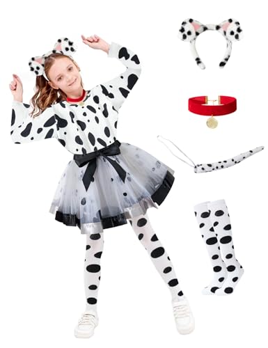 MOMMY'S NEW MAN Dalmatiner-Outfit für Kleinkinder, Mädchen, 101 Schultage, Tutu mit Zubehör (5–6 Jahre) von MOMMY'S NEW MAN