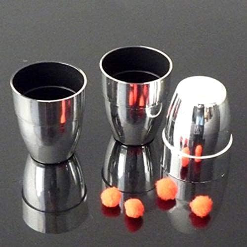 MOMOMAGE Drei Becher und Bälle Kunststoff Zaubertricks Bälle erscheinen/verschwinden Nahaufnahme Gimmick Komödie Magie Zubehör (Silber, klein) von MOMOMAGE