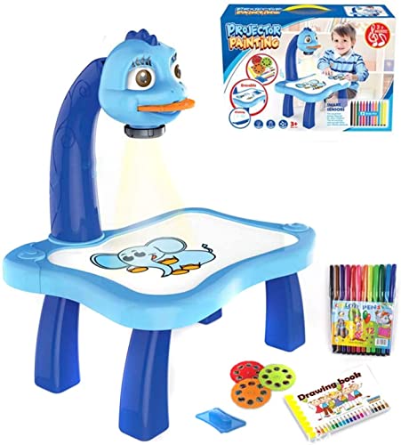 MOMSIV Aolieh Projektor verfolgen und zeichnen Toy, Kinder-Zeichenprojektor-Tisch, Trace and Draw Projector Toy Kids Drawing Projector Table with Smart Projector and Light（Blau ） von MOMSIV