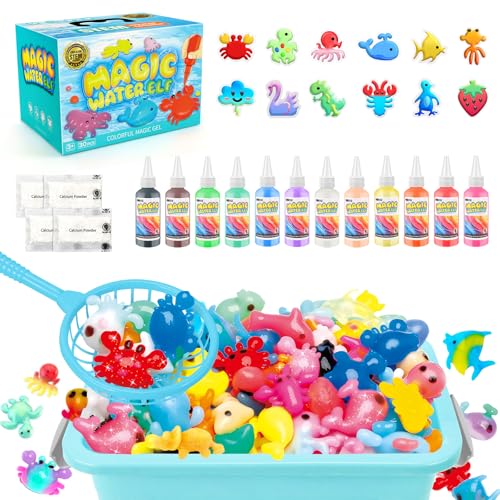 MOMSIV Aqua Gelz Set, Magisches DIY 3D Wassergel-Spielzeug Geschenk ab 4 5 6 7 Jahre Mädchen, Kreativ Magic Water Elf Toy Kit mit 12 Farben & 12 Formen für Kinder von MOMSIV