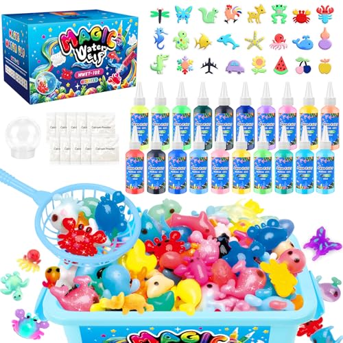 MOMSIV Aqua Gelz Set, Magisches DIY 3D Wassergel-Spielzeug Geschenk ab 4 5 6 7 Jahre Mädchen, Kreativ Magic Water Elf Toy Kit mit 20 Farben & 24 Formen für Kinder von MOMSIV