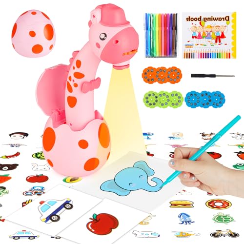 MOMSIV Zeichenprojektor für Kinder, Projektor Verfolgen und Zeichnen Toy, Zeichenbrett Zeichenspielset Spielzeug mit 72 farbenfrohen Mustern für Jungen und Mädchen Geschenke, Rosa von MOMSIV