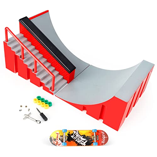 MOMSIV Mini Finger Skateboard, DIY Funny Skate Park Board with Ramp Accessories Set for Kids and Children (A) von MOMSIV