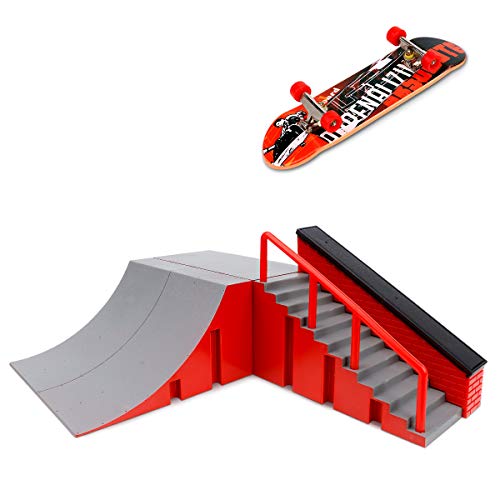 MOMSIV Mini Finger Skateboard und DIY Rampe Zubehör Set, Skate Park Deck Truck Board Ramp Kit Fingertip Bewegung Party Sport Spiel Spielzeug für Kinder und Kinder (B) von MOMSIV