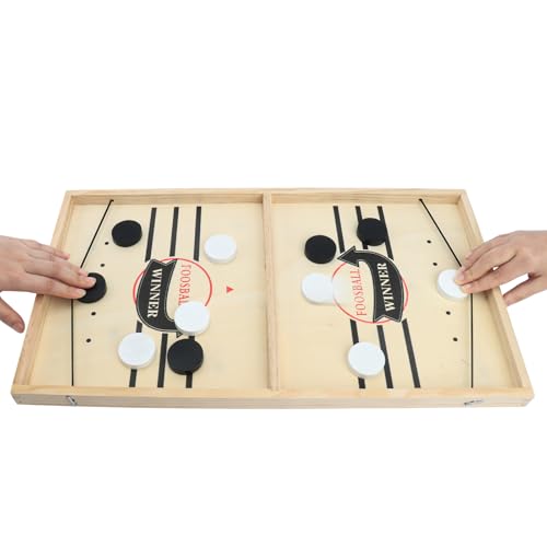 MOMSIV Schnelles Fast Spiel, Lustiges hölzernes Sling Puck-Gewinner-Brettspiel Tisch Eltern-Kind Interaktives Spielzeug-Partyspiel für Erwachsene von MOMSIV