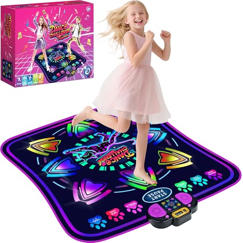 MOMUSE Tanzmatte Kinder, Spielzeug Geschenke für Mädchen Jungen Alter 3 4 5 6 7 8 Jahre, Musikmatte 2 Modi, mit Beleuchtetem Display und 9 Stufen, Weihnachten Geburtstag Kinderspielzeug (Violett) von MOMUSE