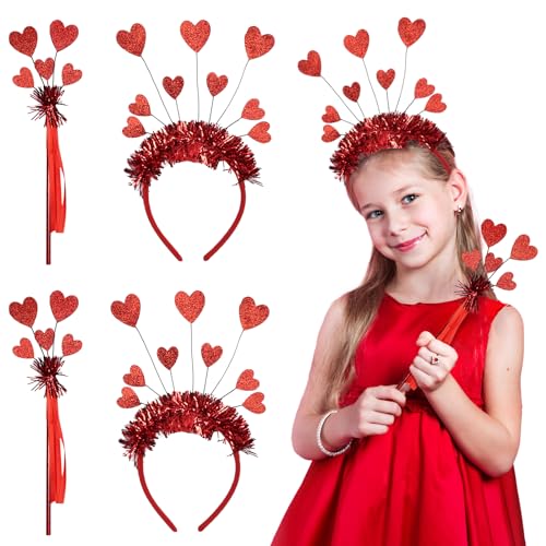 MONCAP 4STK Pailletten Herz Haarreif Valentinstag Herz Stirnband Rotes Herz Haarband Amor Kopfschmuck Stirnband mit Valentinstag Feenstab für Kinder Erwachsene Hochzeit Party Maibaum Geschenk MONCAP 4STK Pailletten Herz Haarreif Valentinstag Herz Stirnband Rotes Herz Haarband Amor Kopfschmuck Stirnband mit Valentinstag Feenstab für Kinder Erwachsene Hochzeit Party Maibaum Geschenk von MONCAP