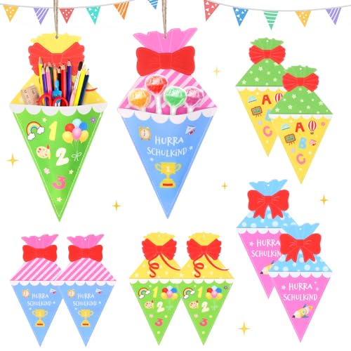 MONCAP 8 Stück Schultüte zur Einschulung Zuckertüte Filz Schultüte Geschenktüte Einschulung Deko zum Aufhängen für Schulanfang Dekoration Junge Mädchen MONCAP 8 Stück Schultüte zur Einschulung Zuckertüte Filz Schultüte Geschenktüte Einschulung Deko zum Aufhängen für Schulanfang Dekoration Junge Mädchen von MONCAP