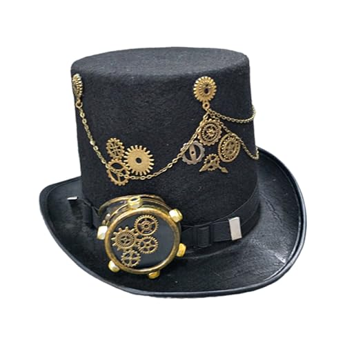 MONOJLY Viktorianischer Steampunk-Hut mit Brille, Vintage-Zubehör-Set für Erwachsene, Halloween, Zaubererhut von MONOJLY