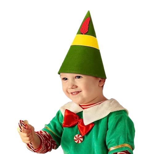 MONOJLY Weihnachtselfenhut mit Feder und grünem Kegel Hut für Weihnachtsfeiern Dress Up Cosplay Supplies von MONOJLY