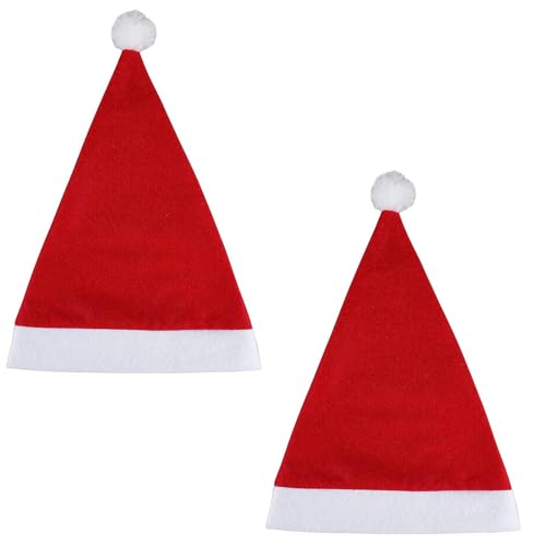 MONOJLY Weihnachtsmütze, Vliesstoff und weiße Krempe, für Weihnachtsfeiern, Verkleidungen, Cosplay, Farbe von MONOJLY