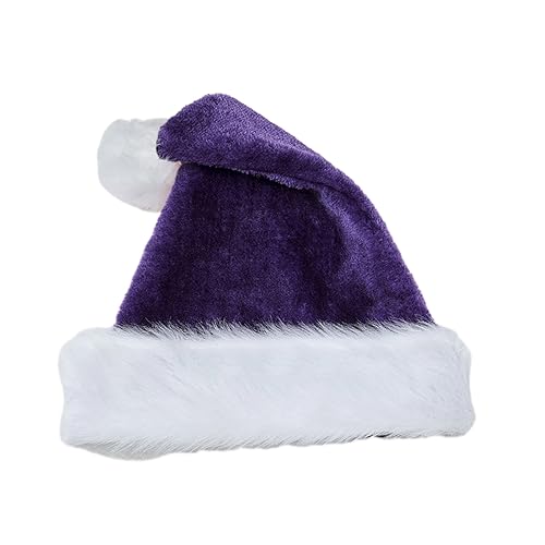 MONOJLY Weihnachtsmütze, dicker Plüsch und weiße pelzige Krempe, für Weihnachtsfeiern, Verkleidungen, Cosplay, mehrfarbig von MONOJLY