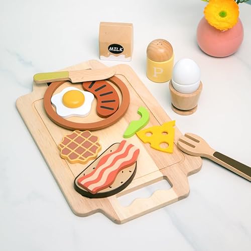 MONT PLEASANT 16pcs Holz Frühstücksset Pretend Play Food Toy Kitchen Accessories von MONT PLEASANT