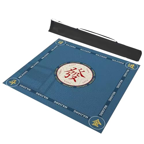 MOOFUT Mahjong-Tischdecke Blaue Mahjong-Matte, Spieltischmatte for Mahjong-Kachelspiel, Pokerspiel, Domino-Spiel, Spielmatte, Mit Gummi-Rückseite (Size : 31.5x31.5inch/80x80cm) von MOOFUT