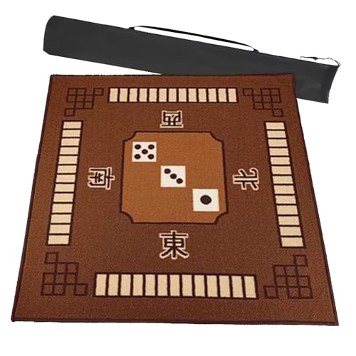 MOOFUT Mahjong-Tischdecke Braune Mahjong-Tischmatte Mit Tragetasche, rutschfeste, Geräuschreduzierende Spielmatte, Tischabdeckung for Poker, Kartenspiele, Brettspiele (Size : 32.7x32.7inch) von MOOFUT