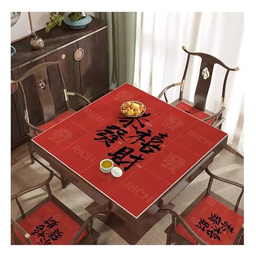 MOOFUT Mahjong-Tischdecke Dicke Mahjong-Tischmatte, rutschfeste Geräuschreduzierung, Brettspiel-Spielmatte for Tischbrettspiele, Kartenspiele, Fliesenspiele (Color : Red-1, Size : 27.6x27.6inch) von MOOFUT