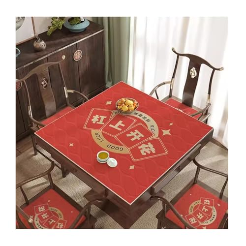 MOOFUT Mahjong-Tischdecke Dicke Mahjong-Tischmatte, rutschfeste Geräuschreduzierung, Brettspiel-Spielmatte for Tischbrettspiele, Kartenspiele, Fliesenspiele (Color : Red-3, Size : 23.6x23.6inch) von MOOFUT