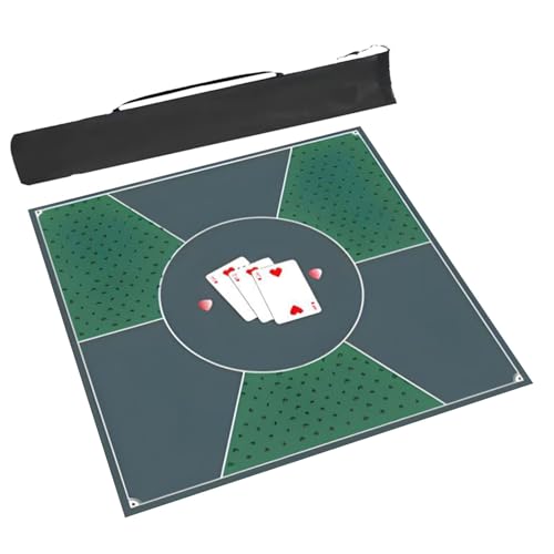 MOOFUT Mahjong-Tischdecke Grüne Mahjong-Matte Mit Aufbewahrungstasche, rutschfeste Mahjong-Tischmatte Mit Geräuschreduzierung, Pokerkarten-Mahjongg-Spieltischabdeckung (Size : 23.6x23.6inch/60x60cm) von MOOFUT