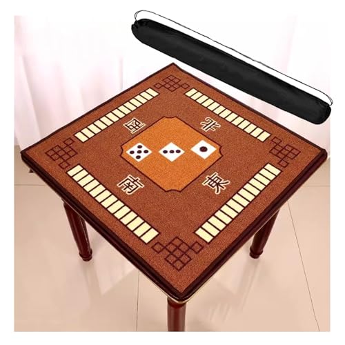 MOOFUT Mahjong-Tischdecke Mahjong-Tischmatte, rutschfest, Geräuschreduzierend, Einfache Aufbewahrung Und Reise-Spielmatte for Domino, Poker, Karten, Brettspiele (Color : Brown, Size : 34.7x34.7inch) von MOOFUT