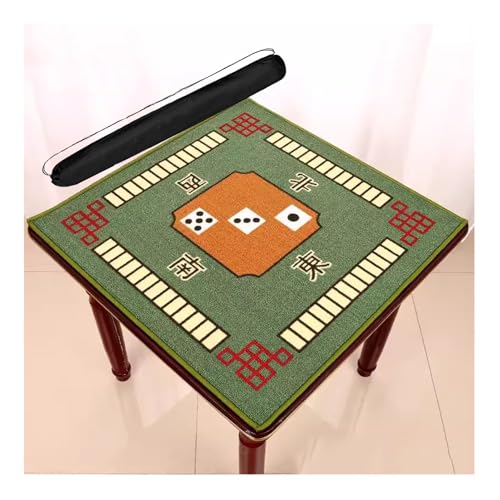 MOOFUT Mahjong-Tischdecke Mahjong-Tischmatte, rutschfest, Geräuschreduzierend, Einfache Aufbewahrung Und Reise-Spielmatte for Domino, Poker, Karten, Brettspiele (Color : Green, Size : 32.7x32.7inch) von MOOFUT