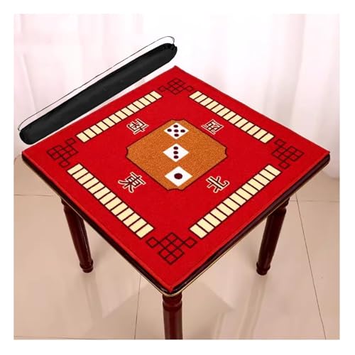 MOOFUT Mahjong-Tischdecke Mahjong-Tischmatte, rutschfest, Geräuschreduzierend, Einfache Aufbewahrung Und Reise-Spielmatte for Domino, Poker, Karten, Brettspiele (Color : Red, Size : 39.4x39.4inch) von MOOFUT