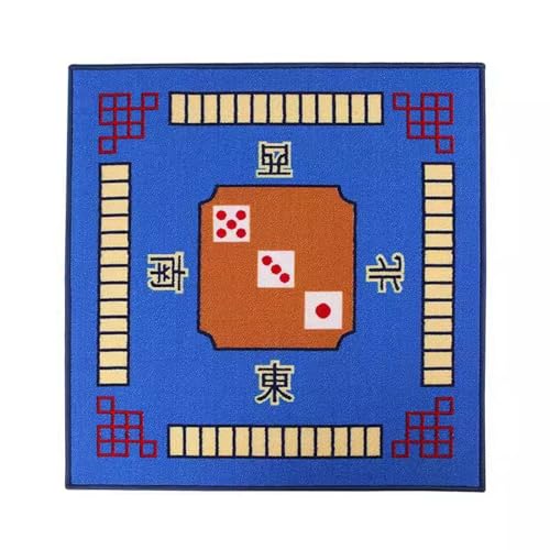 MOOFUT Mahjong-Tischdecke Mahjong-Tischmatte Mit 2 Würfeln Und Tragetasche, rutschfeste Und Geräuschreduzierende Mahjong-Tischmatte for Poker, Karten, Brettspiele (Color : Blue, Size : 39.4x39.4inch) von MOOFUT