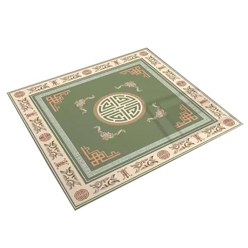 MOOFUT Mahjong-Tischdecke Quadratische Mahjong-Tischmatte, Spieltischdecke Im Chinesischen Stil, Heimspielmatte for Poker, Karten, Mahjongg, Domino (Color : Green, Size : 31.5x31.5inch/80x80cm) von MOOFUT