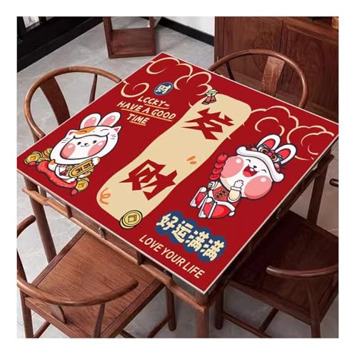 MOOFUT Mahjong-Tischdecke Rote Mahjong-Tischmatte, Anti-Rutsch-Spielmatte Mit Geräuschreduzierung, Mahjong, Dominosteine, Pokerkarten Und Brettspiele (Color : Red-2, Size : 31.5x31.5inch) von MOOFUT