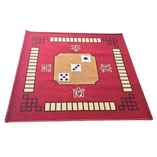 MOOFUT Mahjong-Tischdecke Spieltischmatte for Mahjong/Poker/Kartenspiele/Brettspiele/Kachelspiele/Domino – Aufrollbare Spielmatte Mit Tragetasche (Color : Red, Size : 32.7x32.7inch) von MOOFUT