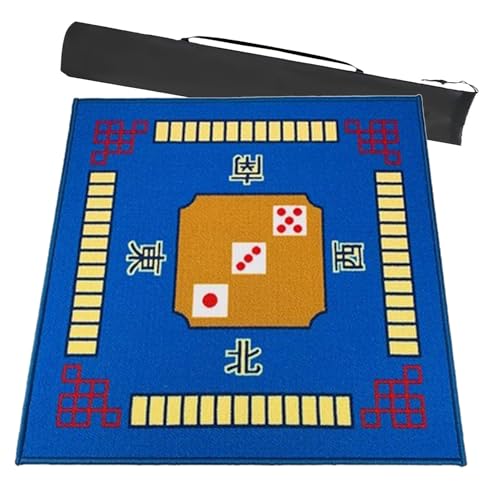MOOFUT Mahjong-Tischdecke Verdickte Mahjong-Tischmatte Mit Tragetasche, rutschfeste, Geräuschreduzierende Spielmatte for Poker, Kartenspiele, Dominosteine, Blau (Size : 30.7x30.7inch) von MOOFUT