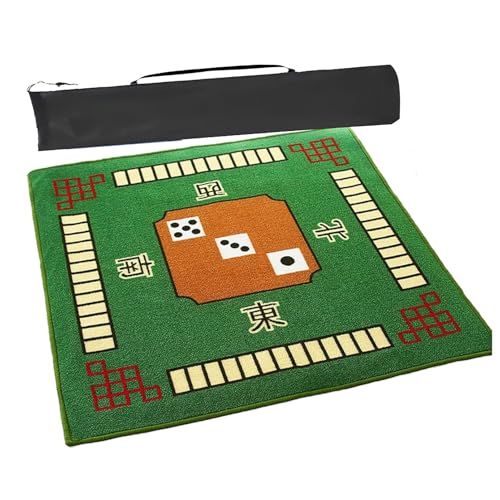 MOOFUT Mahjong-Tischdecke rutschfeste, Geräuschreduzierende Spielmatte, Mahjong-Tischmatte, Domino, Poker, Karten, Brettspiele, Tischauflage Mit Tragetasche (Color : Green, Size : 30.7x30.7inch) von MOOFUT