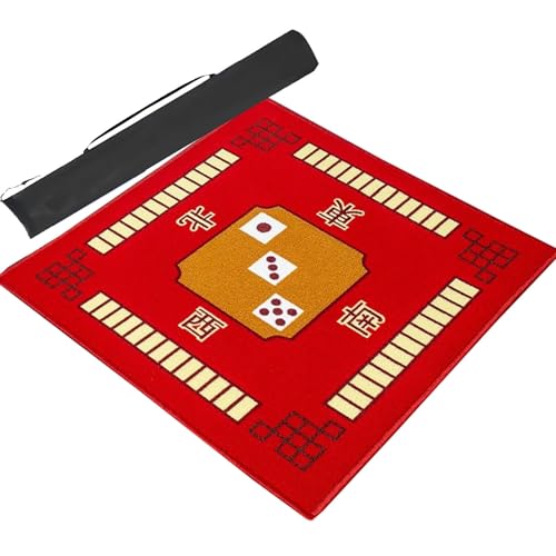 MOOFUT Mahjong-Tischdecke rutschfeste, Geräuschreduzierende Spielmatte, Mahjong-Tischmatte, Domino, Poker, Karten, Brettspiele, Tischauflage Mit Tragetasche (Color : Red, Size : 39.4x39.4inch) von MOOFUT