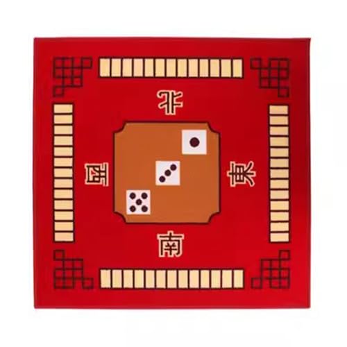 Mahjong-Tischdecke Mahjong-Matte, Rutschfest Und Geräuschreduzierend, Poker-Matte, Kartentisch-Abdeckung, Brettspiel-Tischmatte, Quadratische Spielmatte Mit Schwarzer Tragetasche ( Color : Red , Size von MOOFUT