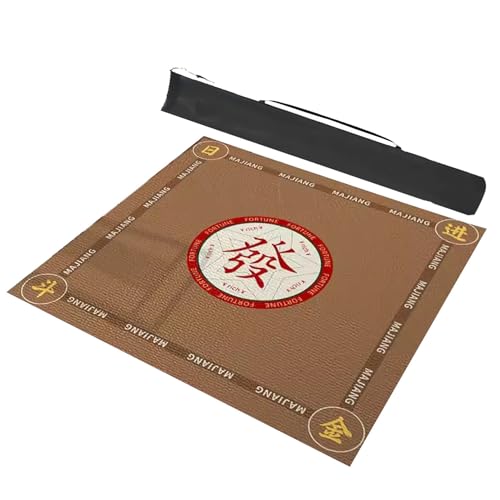 Mahjong-Tischdecke Mahjong-Matte, Spieltischmatte Mit Tragetasche, Weiche Und Verschleißfeste Spielkartenmatte Aus Polyesterfaser, Rutschfeste Gummiunterseite ( Color : Brown , Size : 55.1x55.1inch/14 von MOOFUT