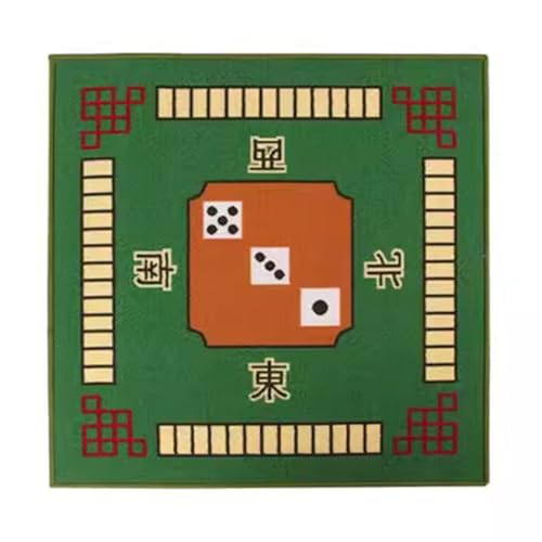 Mahjong-Tischdecke Mahjong-Tischmatte Mit 2 Würfeln Und Tragetasche, Rutschfeste Und Geräuschreduzierende Mahjong-Tischmatte For Poker, Karten, Brettspiele ( Color : Green , Size : 34.7x34.7inch ) von MOOFUT
