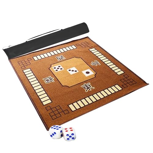 Mahjong-Tischdecke Mahjong-Tischmatte Mit Regeln, 2 Würfeln Und Tragetasche, Rutschfeste Und Geräuschreduzierende Spielmatte For Poker, Karten- Und Dominospiele ( Color : Brown , Size : 39.4x39.4inch von MOOFUT