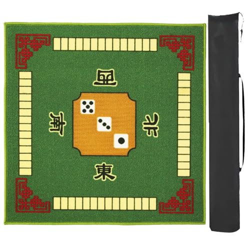 Mahjong-Tischdecke Mahjong-Tischmatte Mit Tragetasche, Rutschfeste, Geräuschreduzierende Spielmatte, Tischabdeckung For Poker, Kartenspiele, Domino-Brettspiele ( Color : Green , Size : 30.7x30.7inch ) von MOOFUT