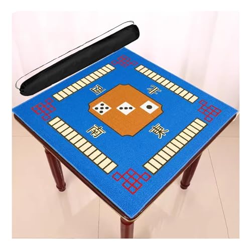 Mahjong-Tischdecke Polyester-Mahjong-Tischmatte Mit Tragetasche, Rutschfeste Und Geräuschreduzierende Poker-Domino-Spielmatte, Tischabdeckung Mit Gummiunterseite ( Color : Blue , Size : 39.4x39.4inch von MOOFUT