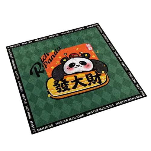 Mahjong-Tischdecke Quadratische, Kurze Plüsch-Mahjong-Tischmatte, Bedruckte Kartenspiel-Tischdecke Mit Grünem Cartoon-Panda, Rutschfest Und Geräuschreduzierend ( Color : Green-1 , Size : 51.2x51.2inch von MOOFUT