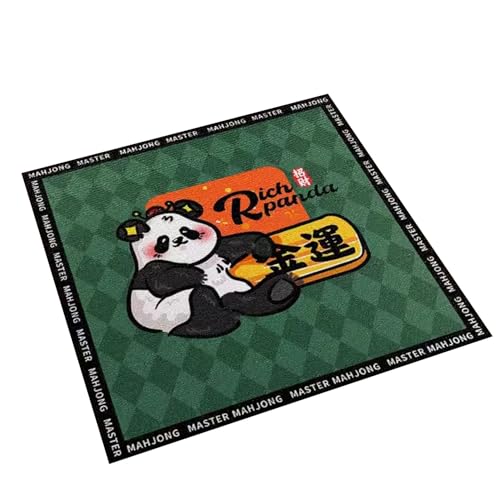 Mahjong-Tischdecke Quadratische, Kurze Plüsch-Mahjong-Tischmatte, Bedruckte Kartenspiel-Tischdecke Mit Grünem Cartoon-Panda, Rutschfest Und Geräuschreduzierend ( Color : Green-3 , Size : 59.1x59.1inch von MOOFUT