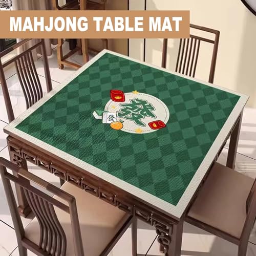 Mahjong-Tischdecke Quadratische Mahjong-Matte Aus Polyesterfaser Mit Aufbewahrungstasche, Rutschfeste Und Geräuschreduzierende Mahjong-Tischmatte, 10 Größen ( Color : Green , Size : 55.1x55.1inch/140x von MOOFUT