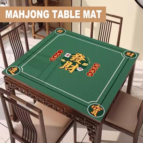 Mahjong-Tischdecke Quadratische Mahjong-Matte Mit Tragetasche, Rutschfeste Und Geräuschreduzierende Spieltischabdeckung For Mahjong-/Karten-/Namenstischabdeckung ( Color : Green , Size : 51.2x51.2inch von MOOFUT