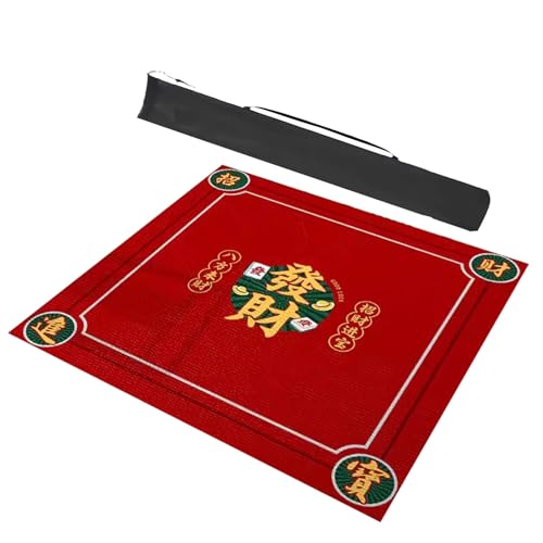 Mahjong-Tischdecke Quadratische Mahjong-Matte Mit Tragetasche, Rutschfeste Und Geräuschreduzierende Spieltischabdeckung For Mahjong-/Karten-/Namenstischabdeckung ( Color : Red , Size : 35.4x35.4inch/9 von MOOFUT