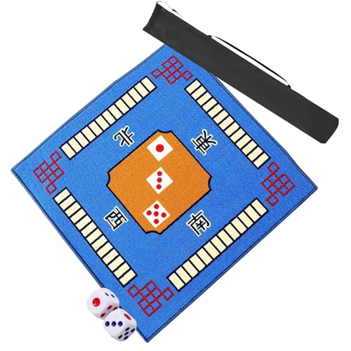 Mahjong-Tischdecke Quadratische Mahjong-Tischmatte Mit 2 Farben Und Reisetasche, Rutschfeste, Geräuschreduzierende, Verschleißfeste, Multifunktionale Kartenspielmatte ( Color : Blue , Size : 32.7x32.7 von MOOFUT