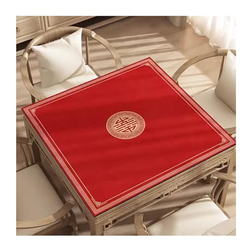 Mahjong-Tischdecke Quadratische Mahjong-Tischmatte Mit Aufbewahrungstasche, Rutschfeste Und Geräuschreduzierende Spieltischabdeckung, Frei Schneidbar/reißfest ( Color : Red-2 , Size : 35.4x35.4in/90x9 von MOOFUT